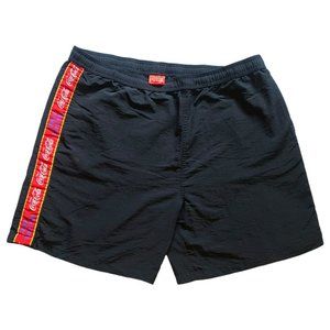Rare Y2K Coca Cola Shorts "Have a Good Day" Black/Gold/Red Patchwork Men's L